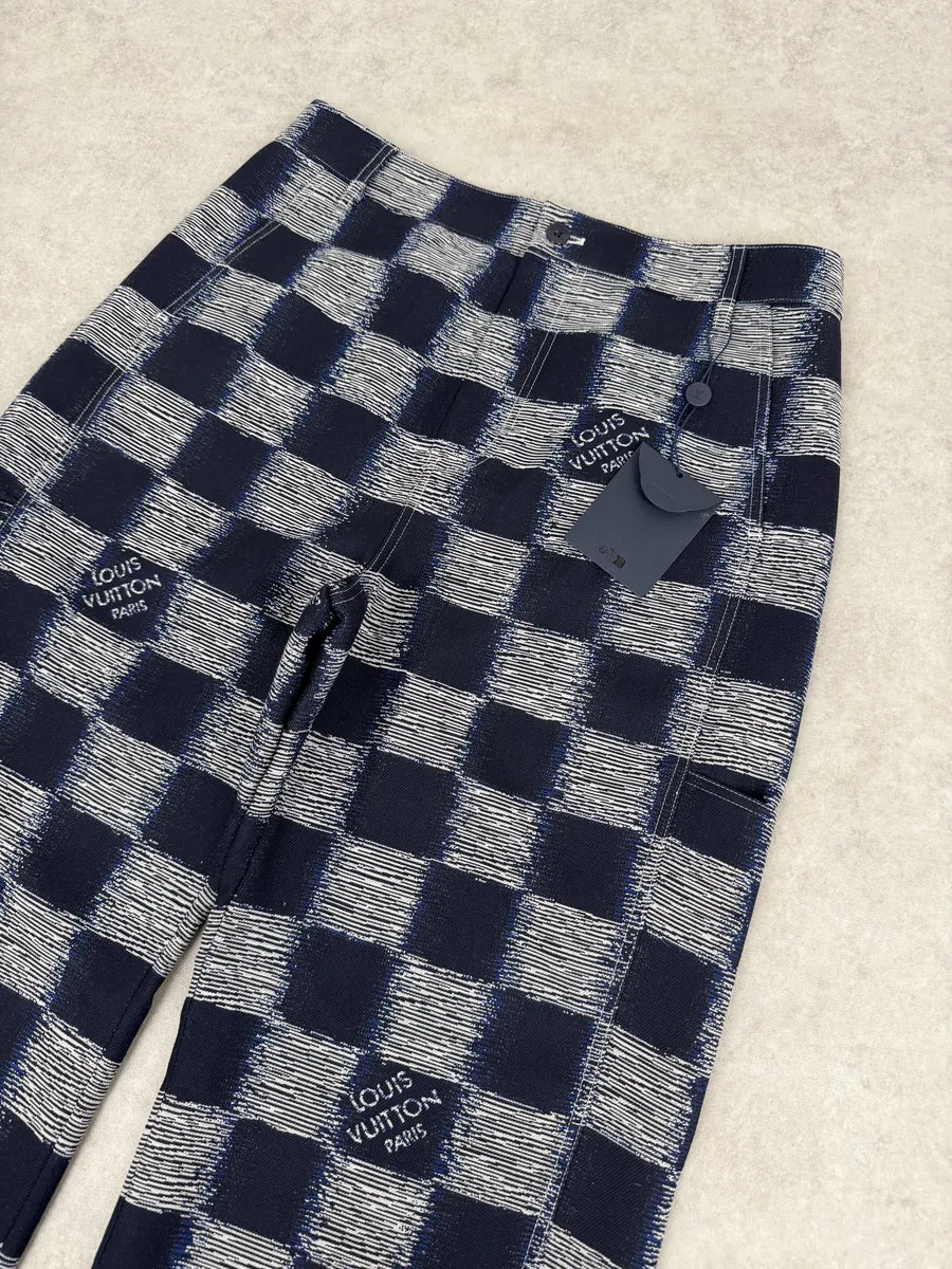 Louis Vuitton Navy Wool Damier Workwear Pants CAZyLJK 5