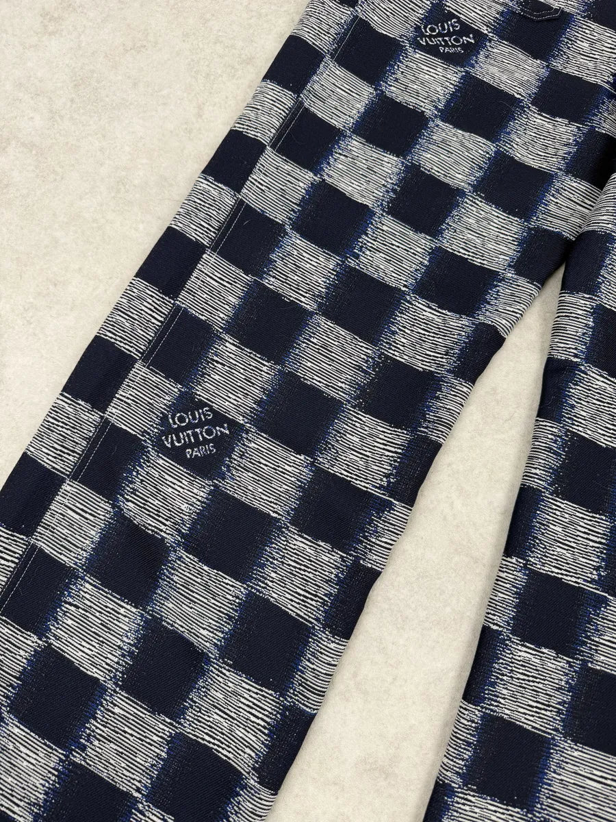 Louis Vuitton Navy Wool Damier Workwear Pants CAZyLJK 6