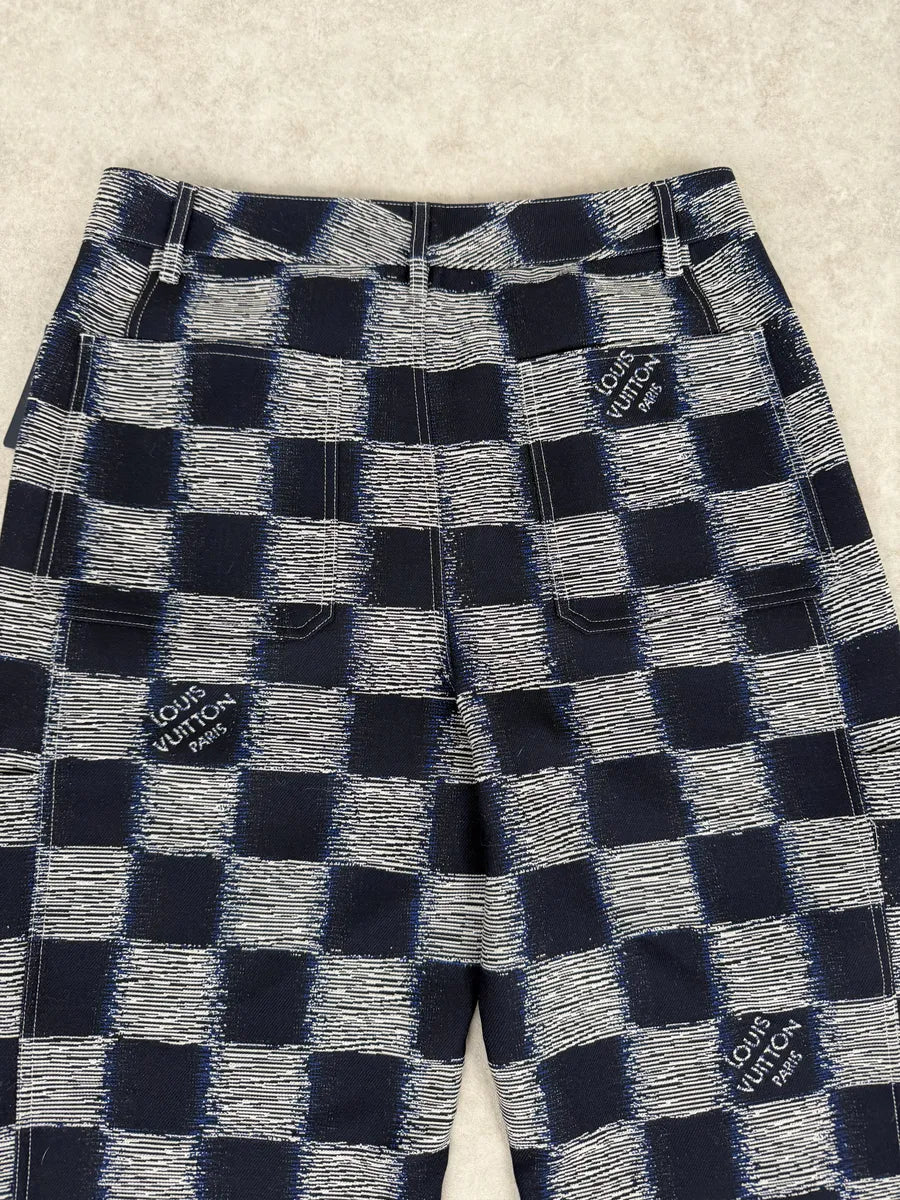Louis Vuitton Navy Wool Damier Workwear Pants CAZyLJK 7