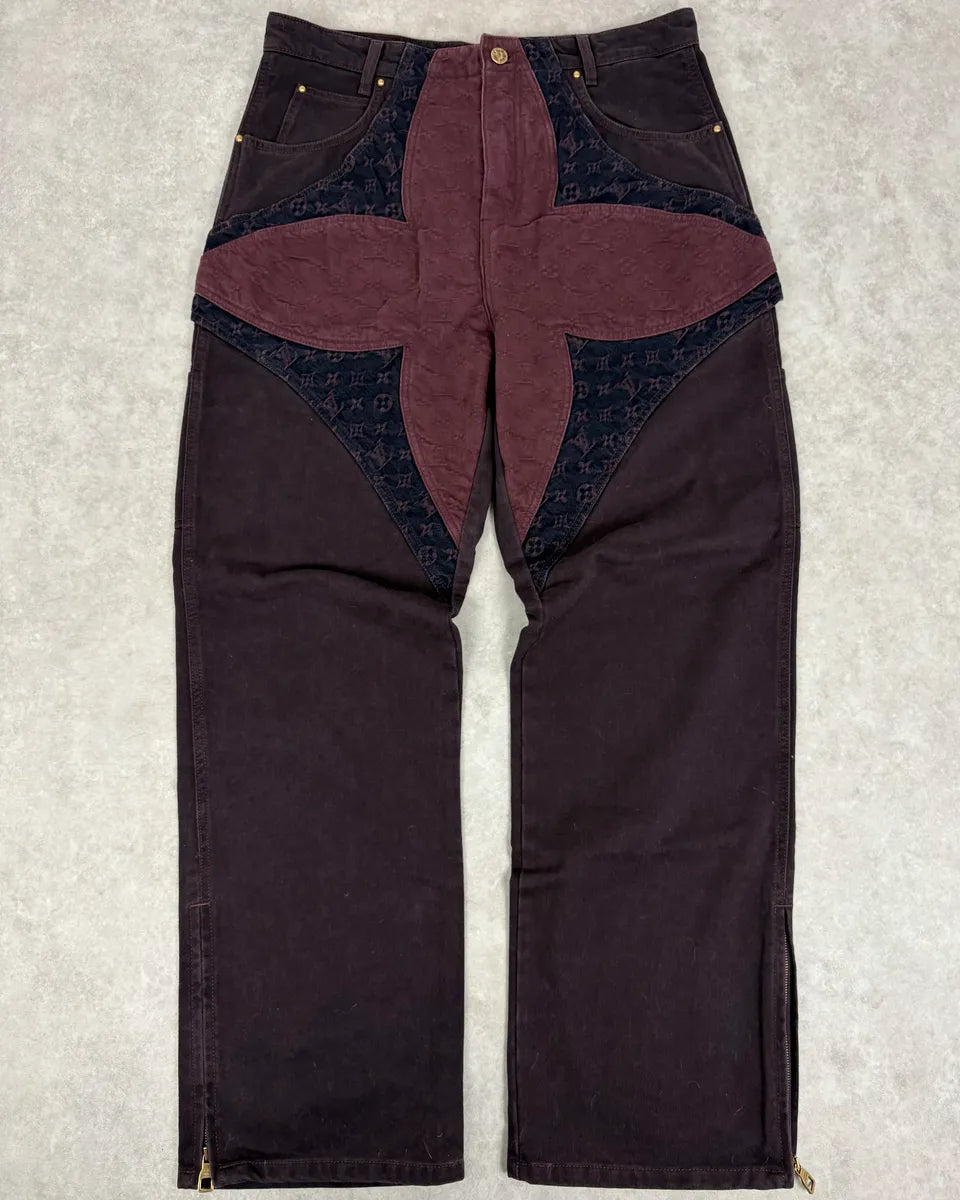 Louis Vuitton Placed MNG Flower Purple Carpenter Denim Jeans gxQKdXj 0