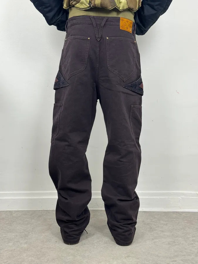 Louis Vuitton Placed MNG Flower Purple Carpenter Denim Jeans gxQKdXj 3