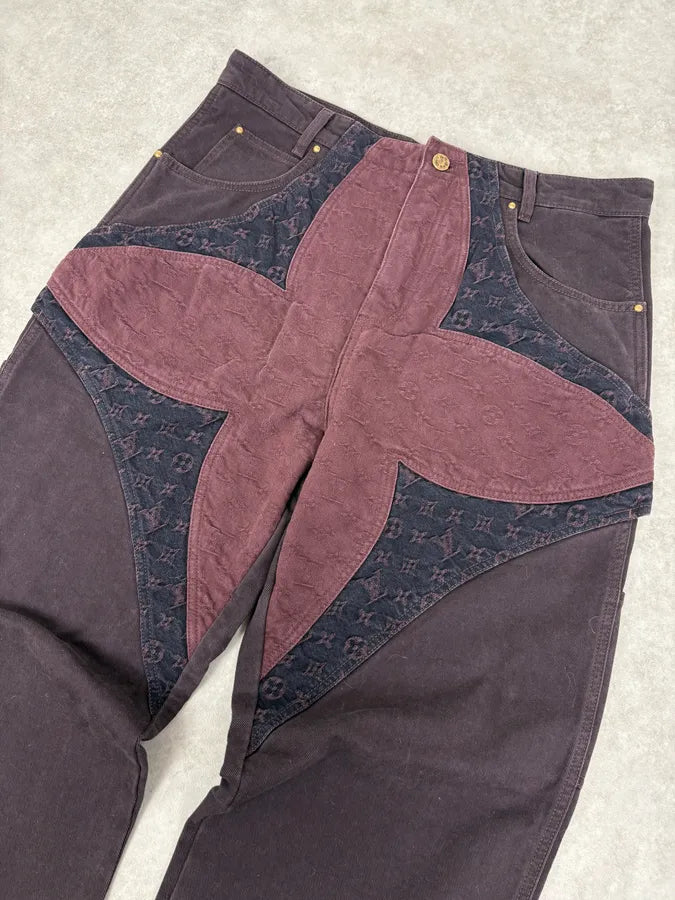 Louis Vuitton Placed MNG Flower Purple Carpenter Denim Jeans gxQKdXj 4