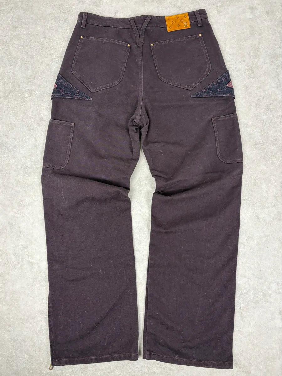 Louis Vuitton Placed MNG Flower Purple Carpenter Denim Jeans gxQKdXj 8