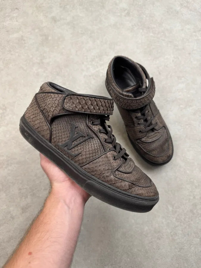 Louis Vuitton Mid Brown Python Leather Sneakers ulsCiAd 0