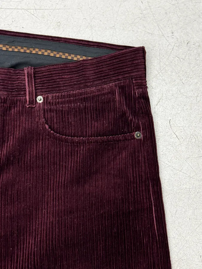 2000s Louis Vuitton Red Burgundy Corduroy Cozy Pants spkFqLy 7