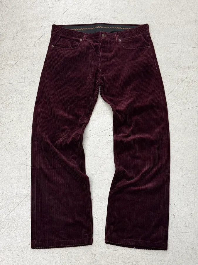 2000s Louis Vuitton Red Burgundy Corduroy Cozy Pants spkFqLy 0