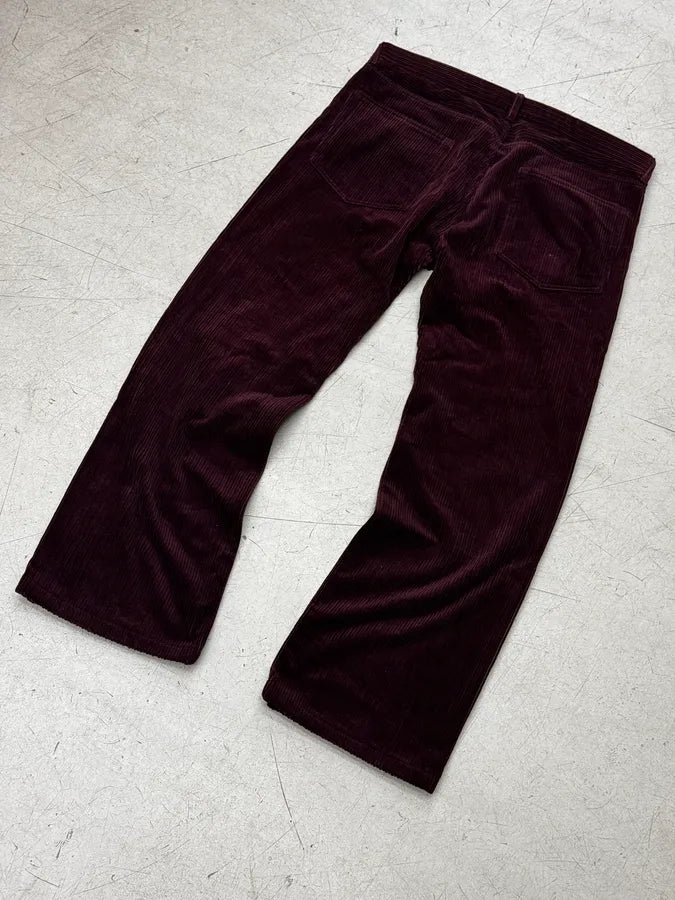 2000s Louis Vuitton Red Burgundy Corduroy Cozy Pants spkFqLy 6