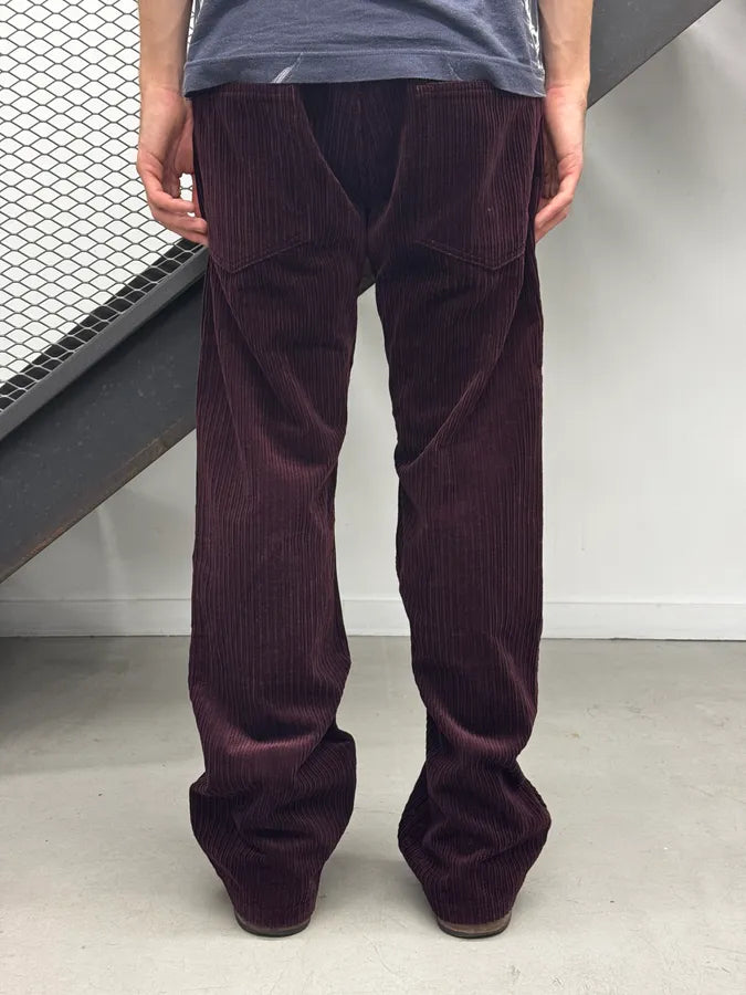 2000s Louis Vuitton Red Burgundy Corduroy Cozy Pants spkFqLy 4