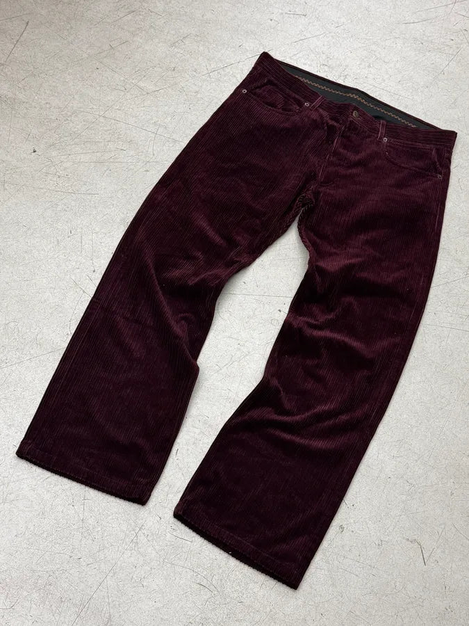 2000s Louis Vuitton Red Burgundy Corduroy Cozy Pants spkFqLy 5