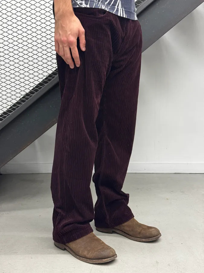 2000s Louis Vuitton Red Burgundy Corduroy Cozy Pants spkFqLy 3