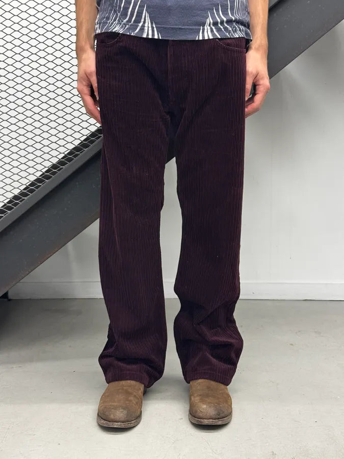2000s Louis Vuitton Red Burgundy Corduroy Cozy Pants spkFqLy 2