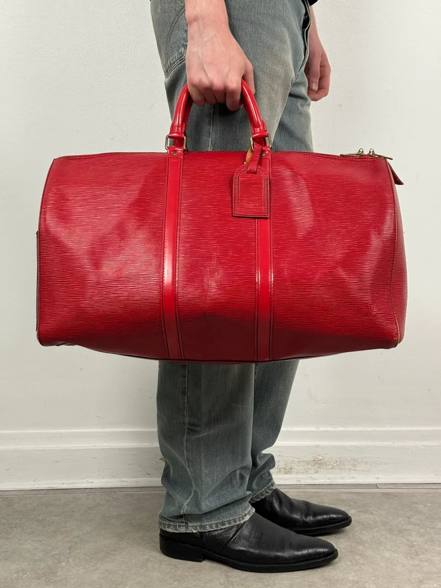 Louis Vuitton Red Epi Leather Keepall Handle Bag ORwcasg 1