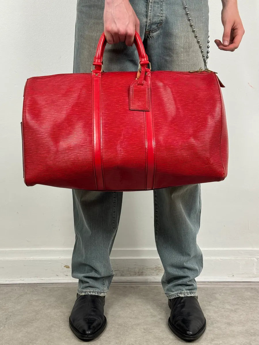 Louis Vuitton Red Epi Leather Keepall Handle Bag ORwcasg 2