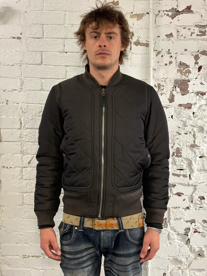 AW2015 Louis Vuitton Taupe Silk Quilted Bomber Jacket by Kim Jones OJIBfJp 2
