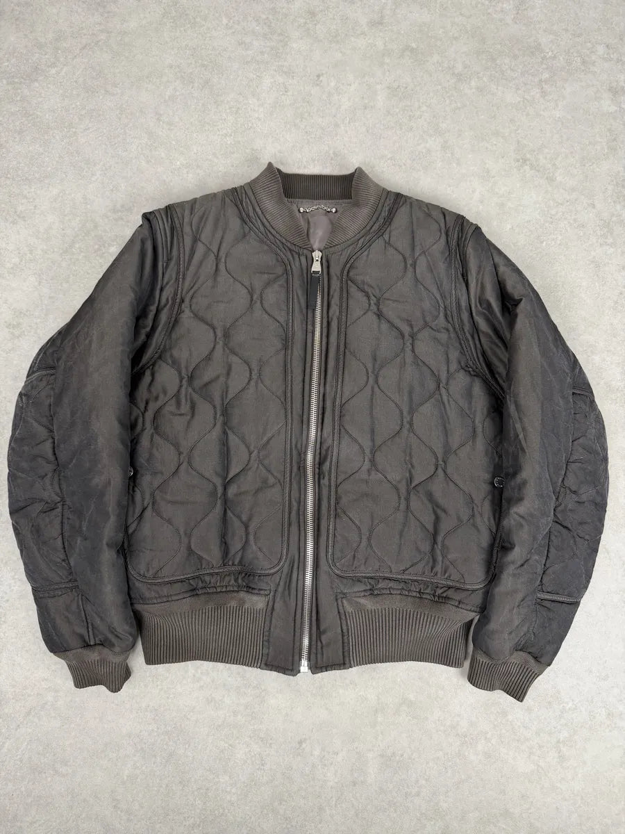 AW2015 Louis Vuitton Taupe Silk Quilted Bomber Jacket GzypPLM 0