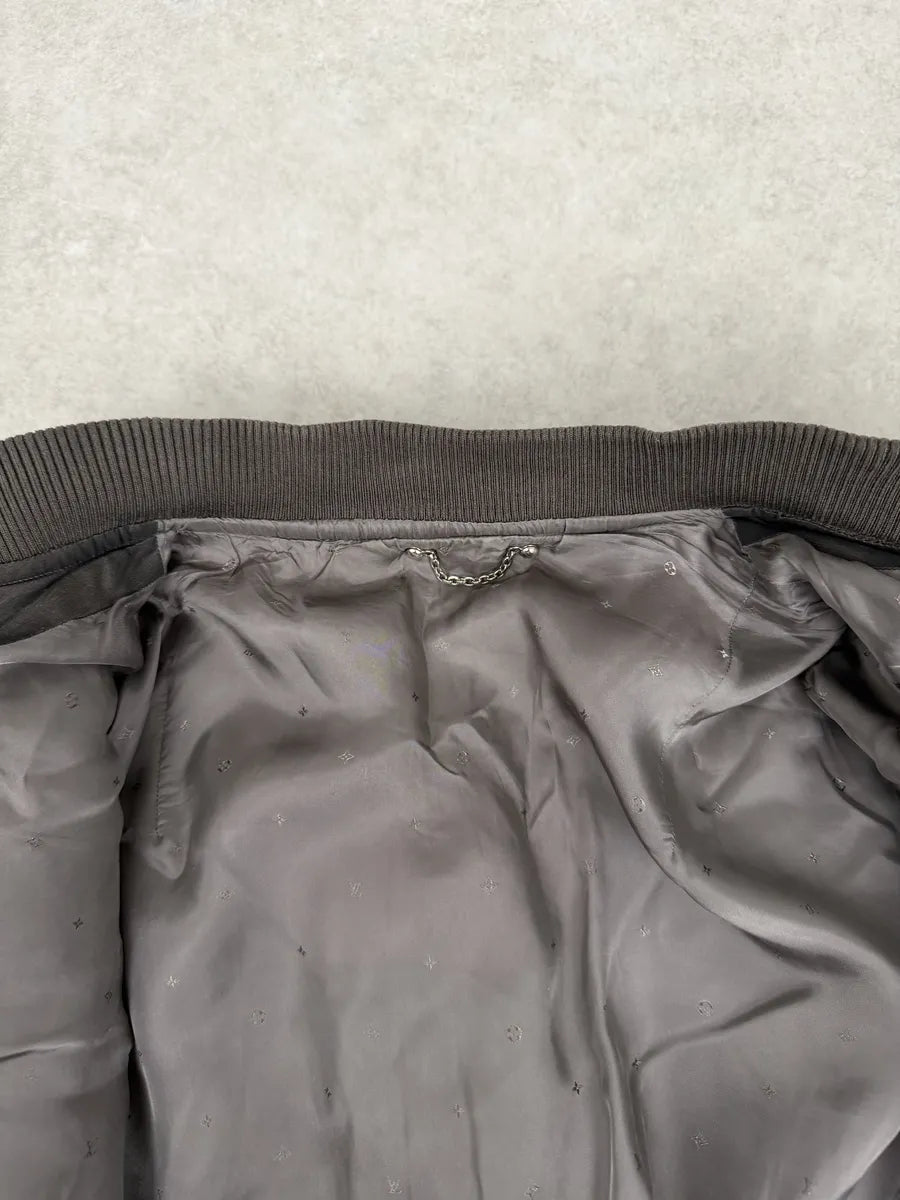 AW2015 Louis Vuitton Taupe Silk Quilted Bomber Jacket GzypPLM 13