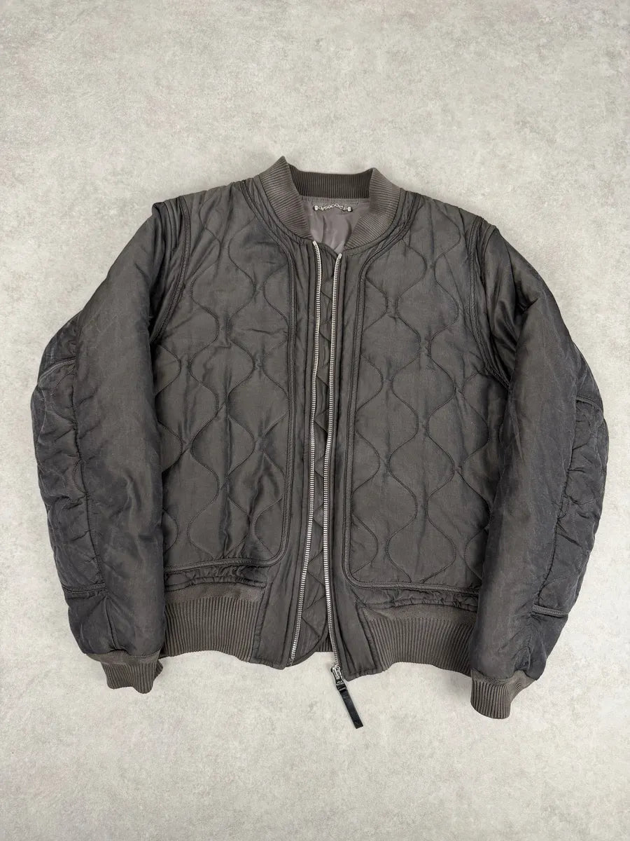 AW2015 Louis Vuitton Taupe Silk Quilted Bomber Jacket GzypPLM 3