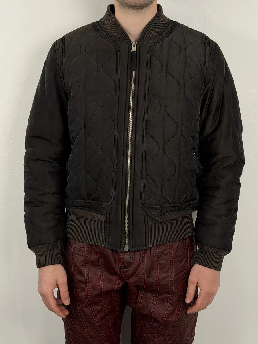 AW2015 Louis Vuitton Taupe Silk Quilted Bomber Jacket GzypPLM 5
