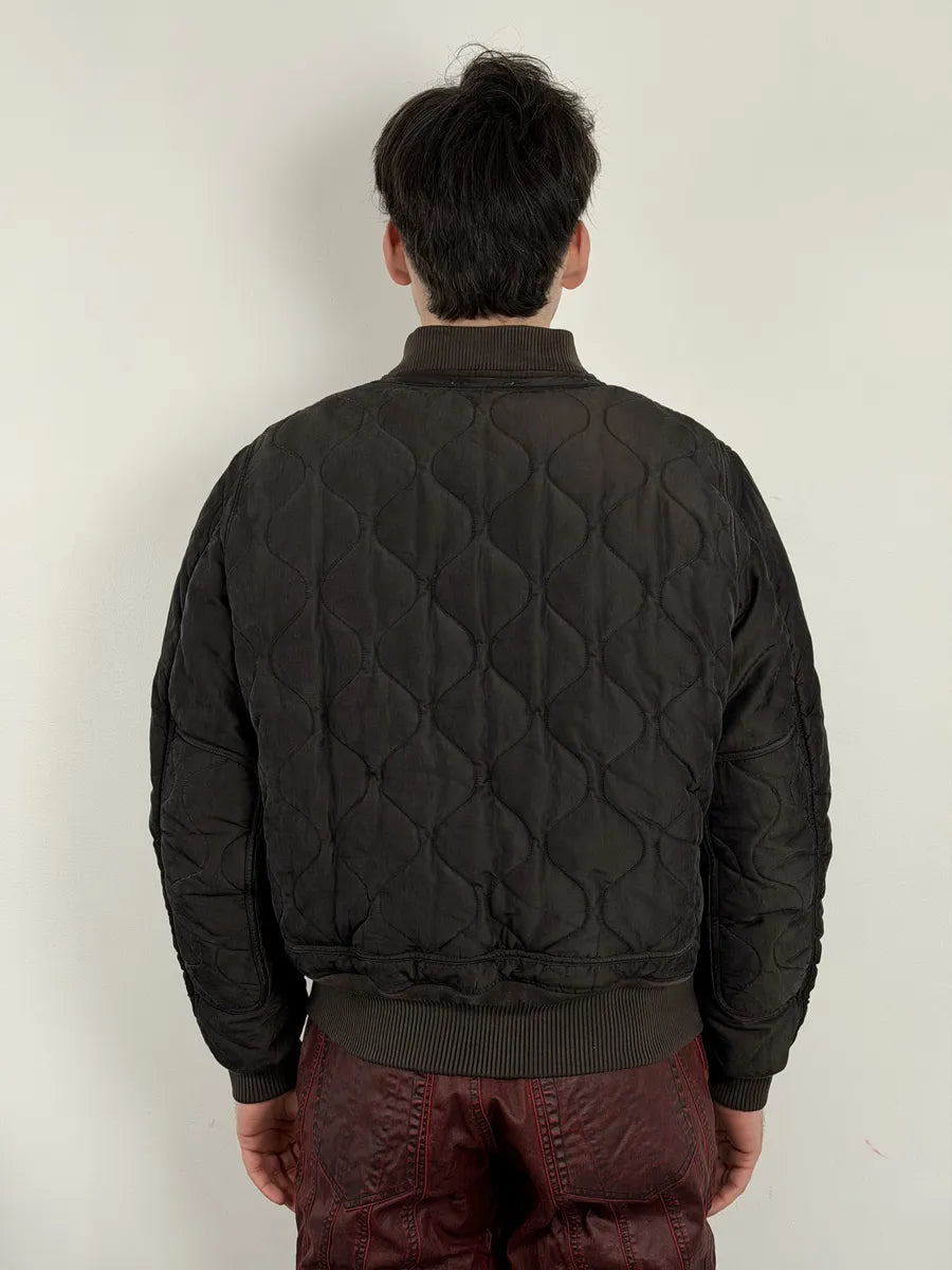 AW2015 Louis Vuitton Taupe Silk Quilted Bomber Jacket GzypPLM 6