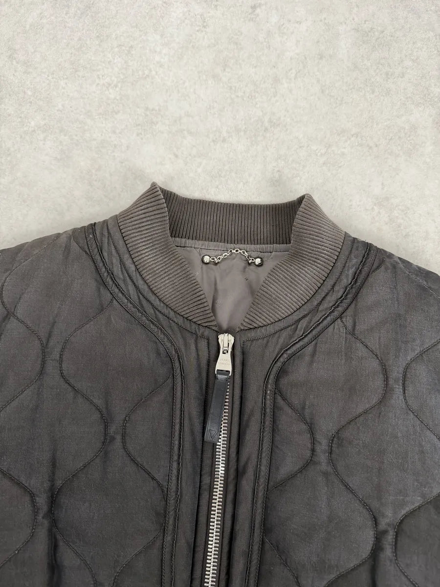 AW2015 Louis Vuitton Taupe Silk Quilted Bomber Jacket GzypPLM 7