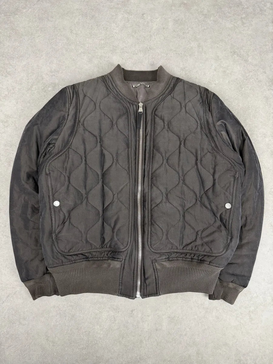 AW2015 Louis Vuitton Taupe Silk Quilted Bomber Jacket GzypPLM 8