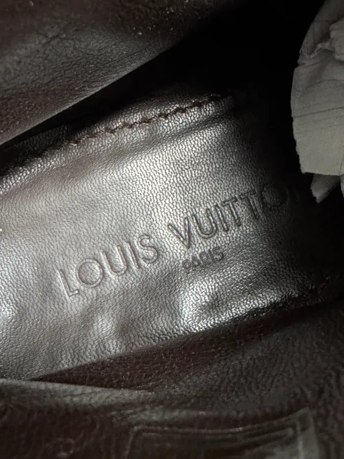 Louis Vuitton Taupe Suede Grain Leather Ankle Buckle Strap Boots tcioEOt 7