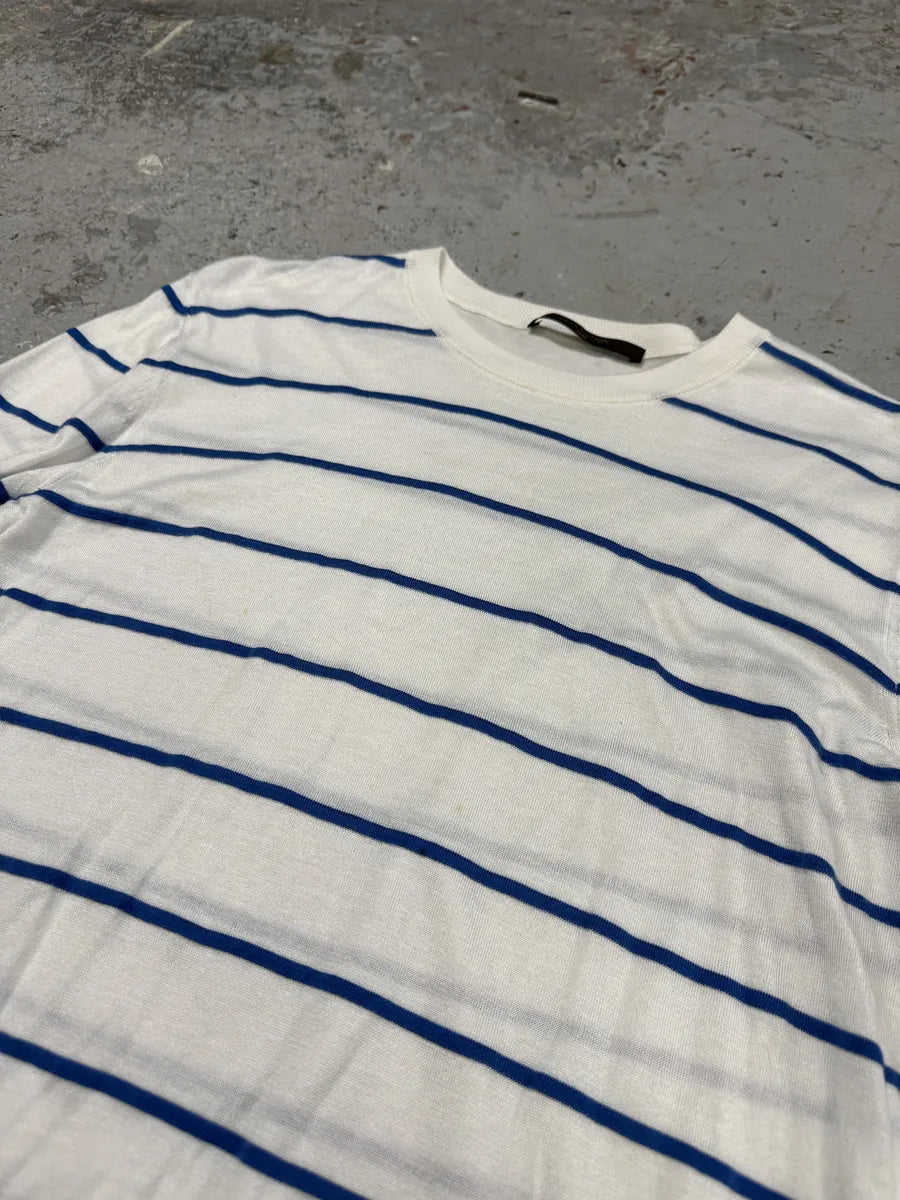 Louis Vuitton White Blue Striped Longsleeves Sweater PeZROwx 10