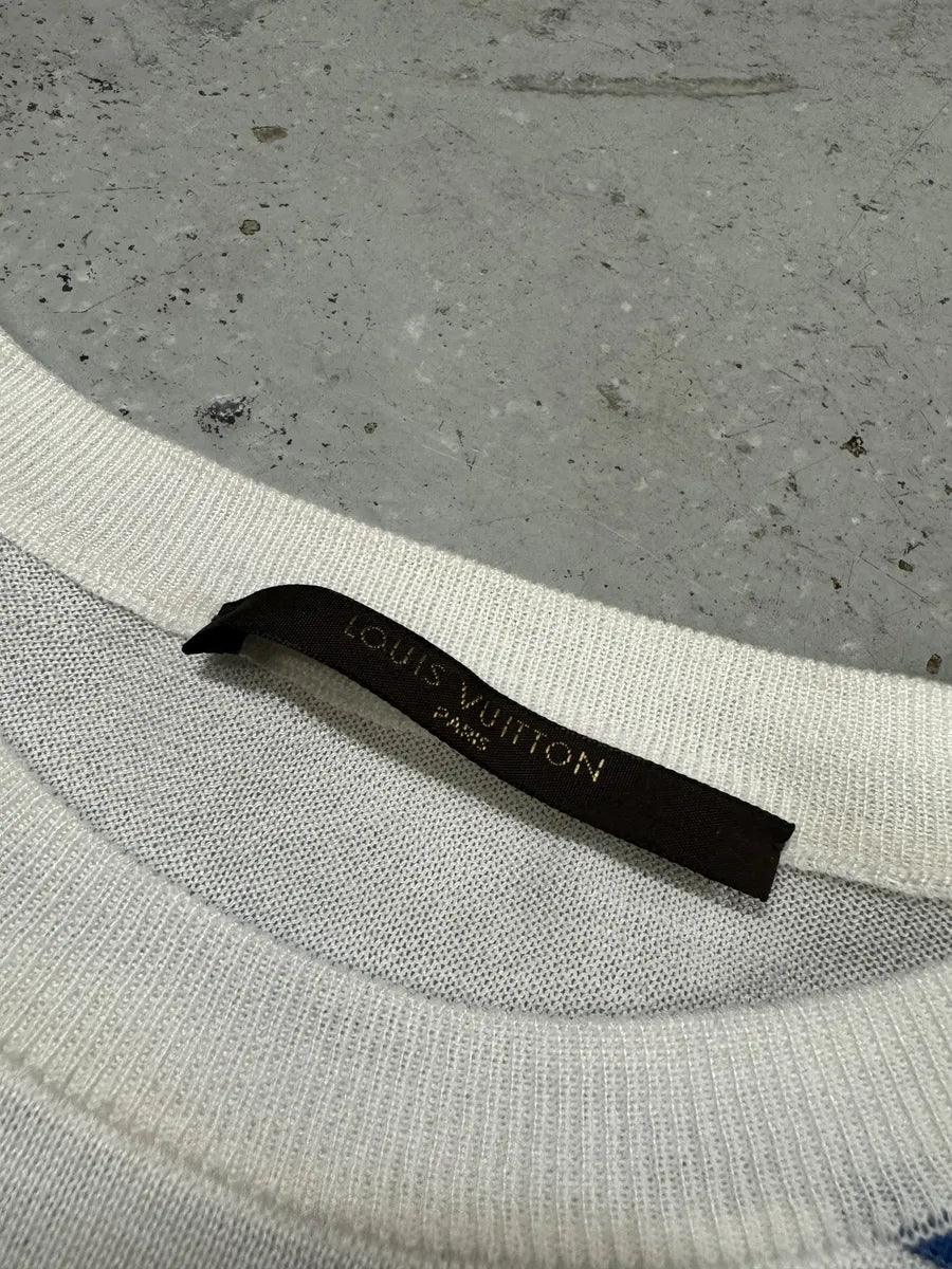 Louis Vuitton White Blue Striped Longsleeves Sweater PeZROwx 11