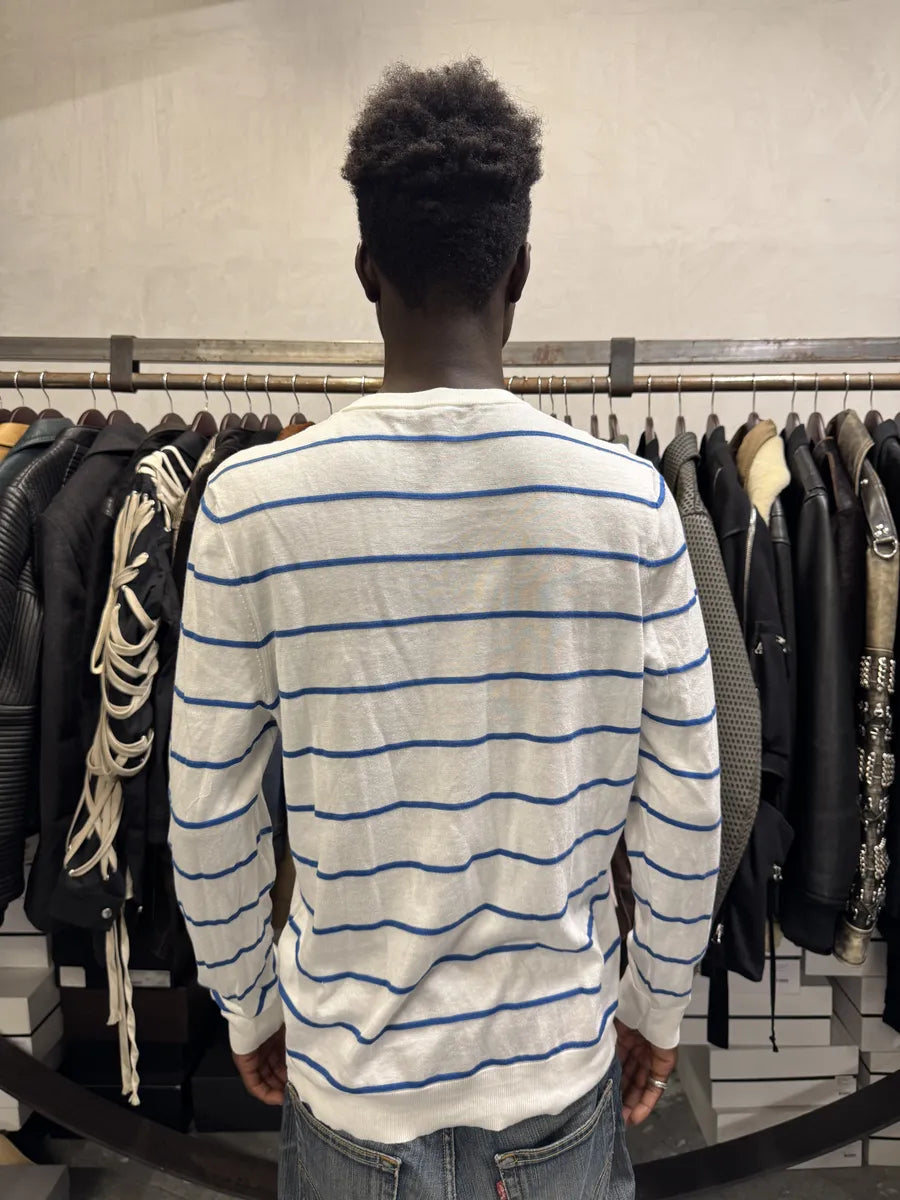 Louis Vuitton White Blue Striped Longsleeves Sweater PeZROwx 2