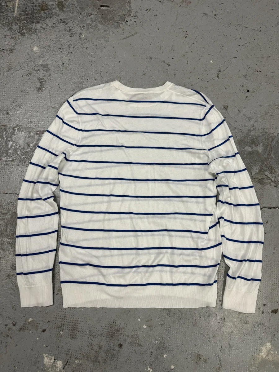 Louis Vuitton White Blue Striped Longsleeves Sweater PeZROwx 3