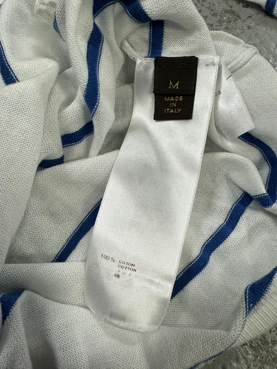Louis Vuitton White Blue Striped Longsleeves Sweater PeZROwx 7