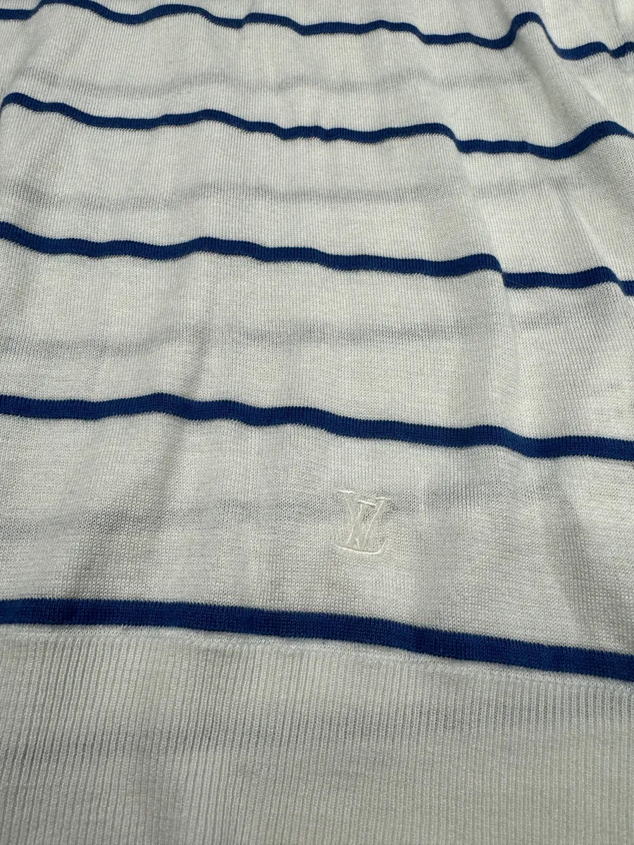 Louis Vuitton White Blue Striped Longsleeves Sweater PeZROwx 8