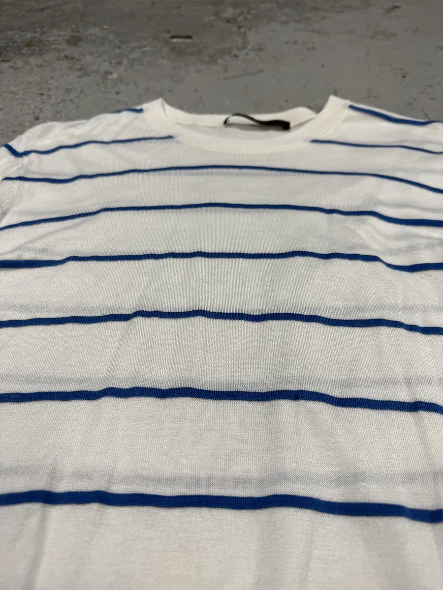 Louis Vuitton White Blue Striped Longsleeves Sweater PeZROwx 9