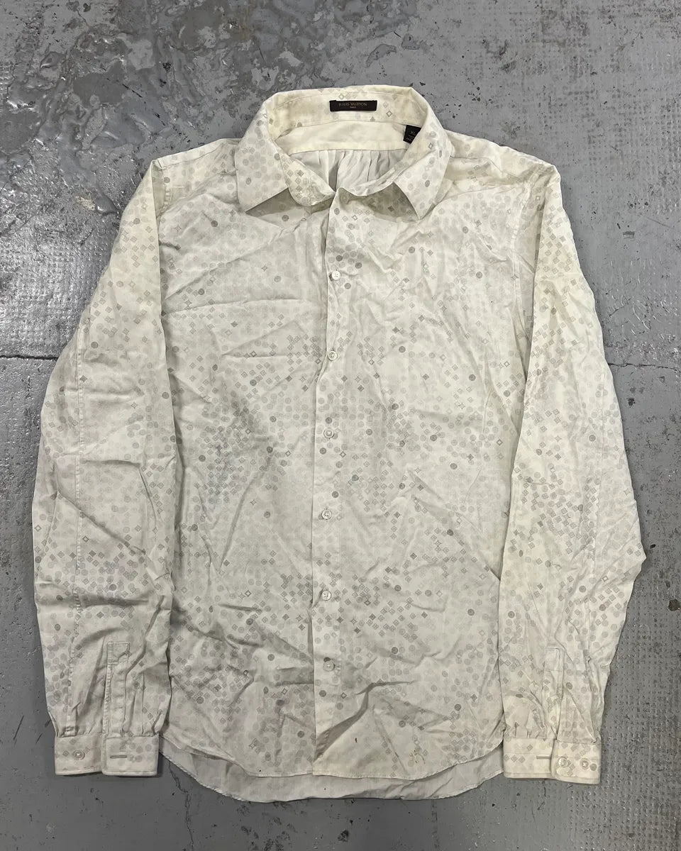 Louis Vuitton White Detailed Abstract Shirt JKCYiOz 0