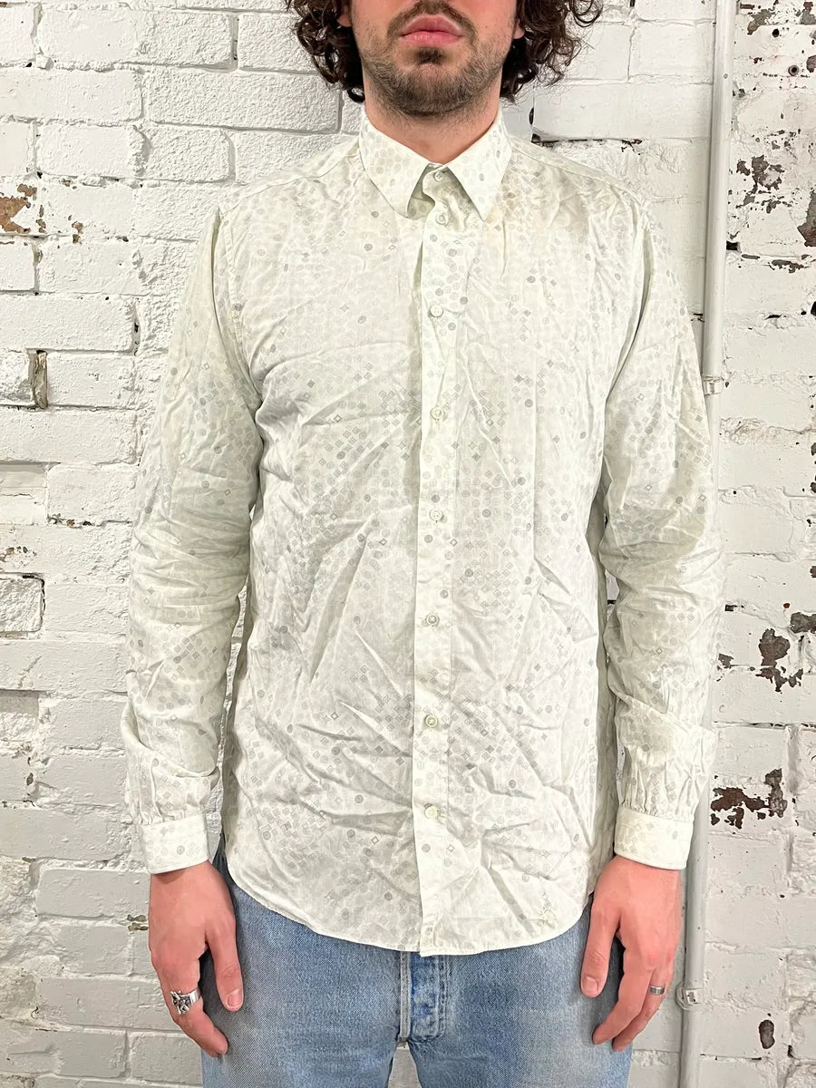 Louis Vuitton White Detailed Abstract Shirt JKCYiOz 1