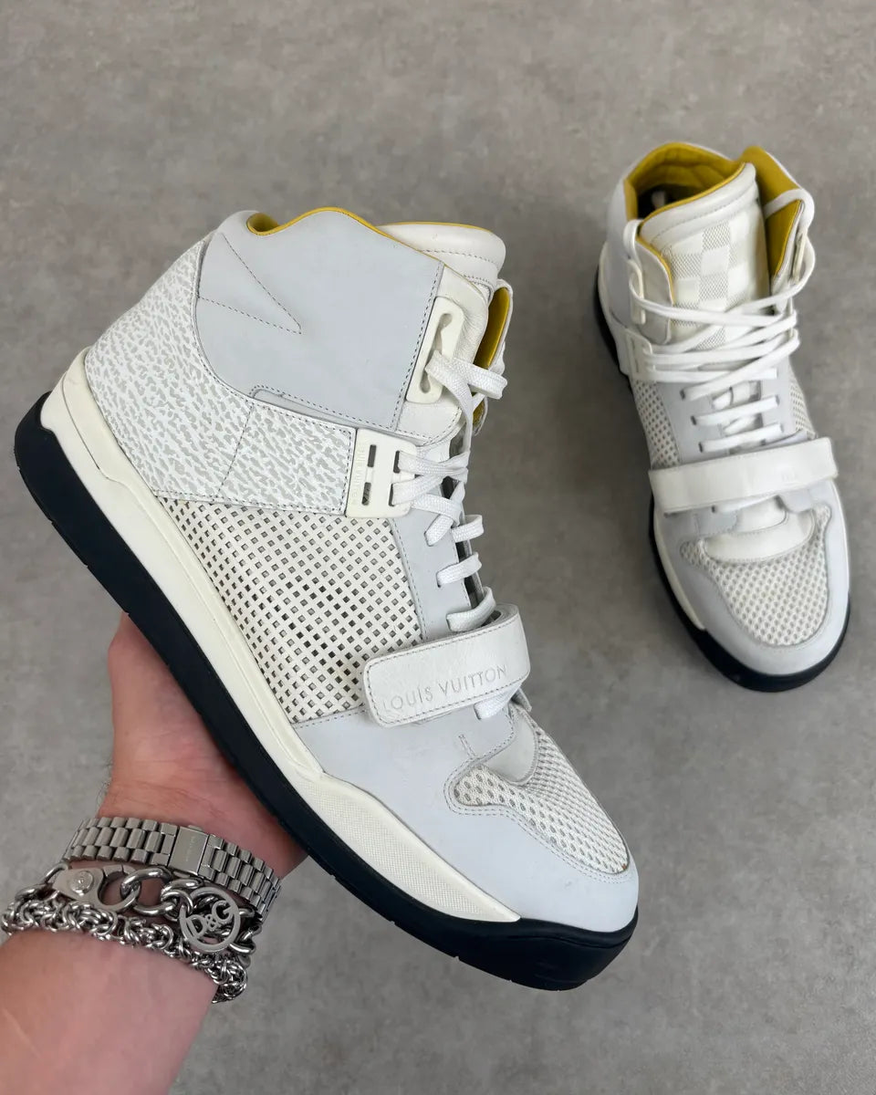 Louis Vuitton White Trail Blazer Leather Mesh High Sneakers onTMhdF 0