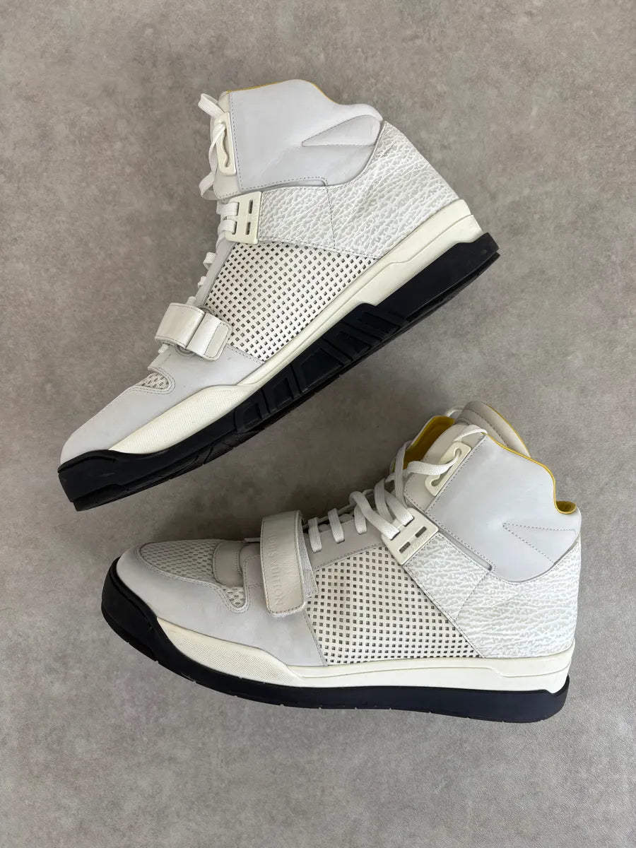 Louis Vuitton White Trail Blazer Leather Mesh High Sneakers onTMhdF 4