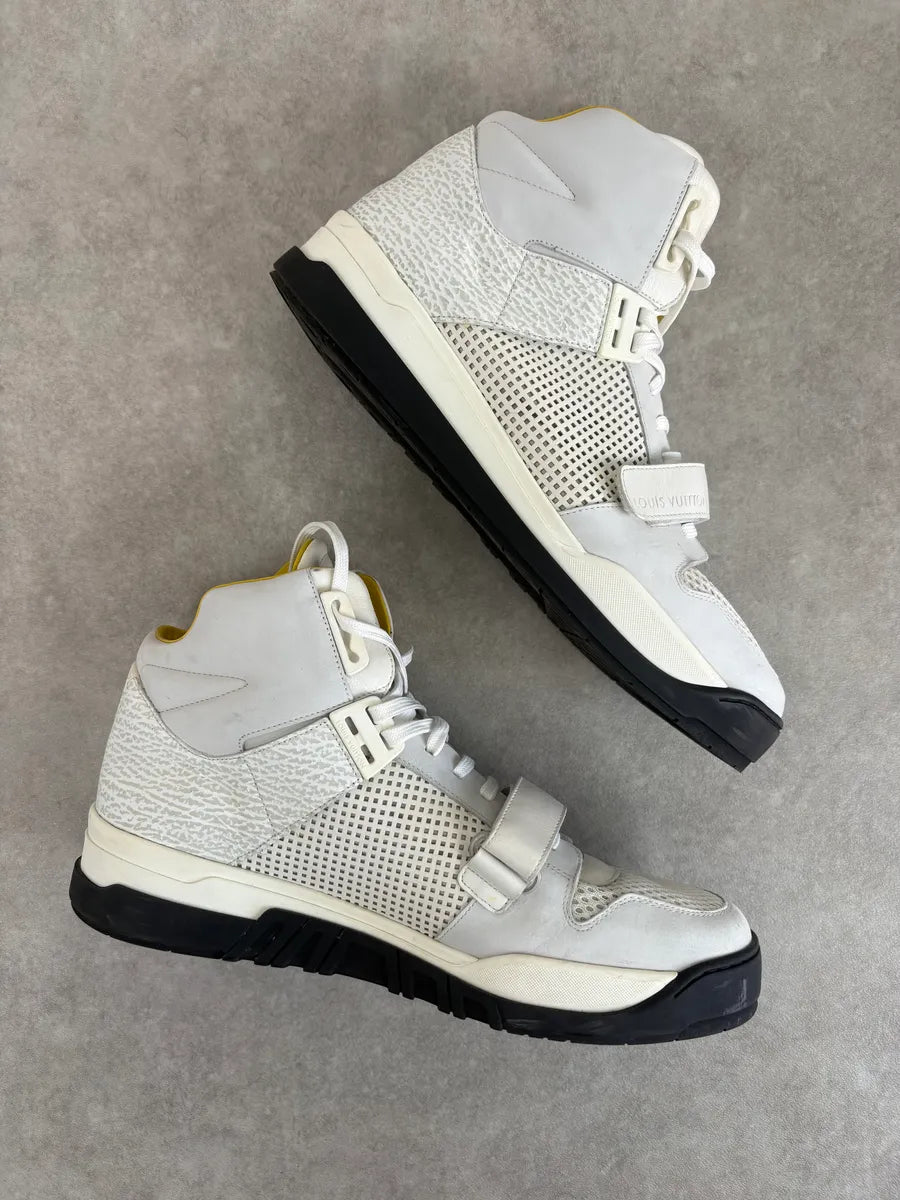 Louis Vuitton White Trail Blazer Leather Mesh High Sneakers onTMhdF 5