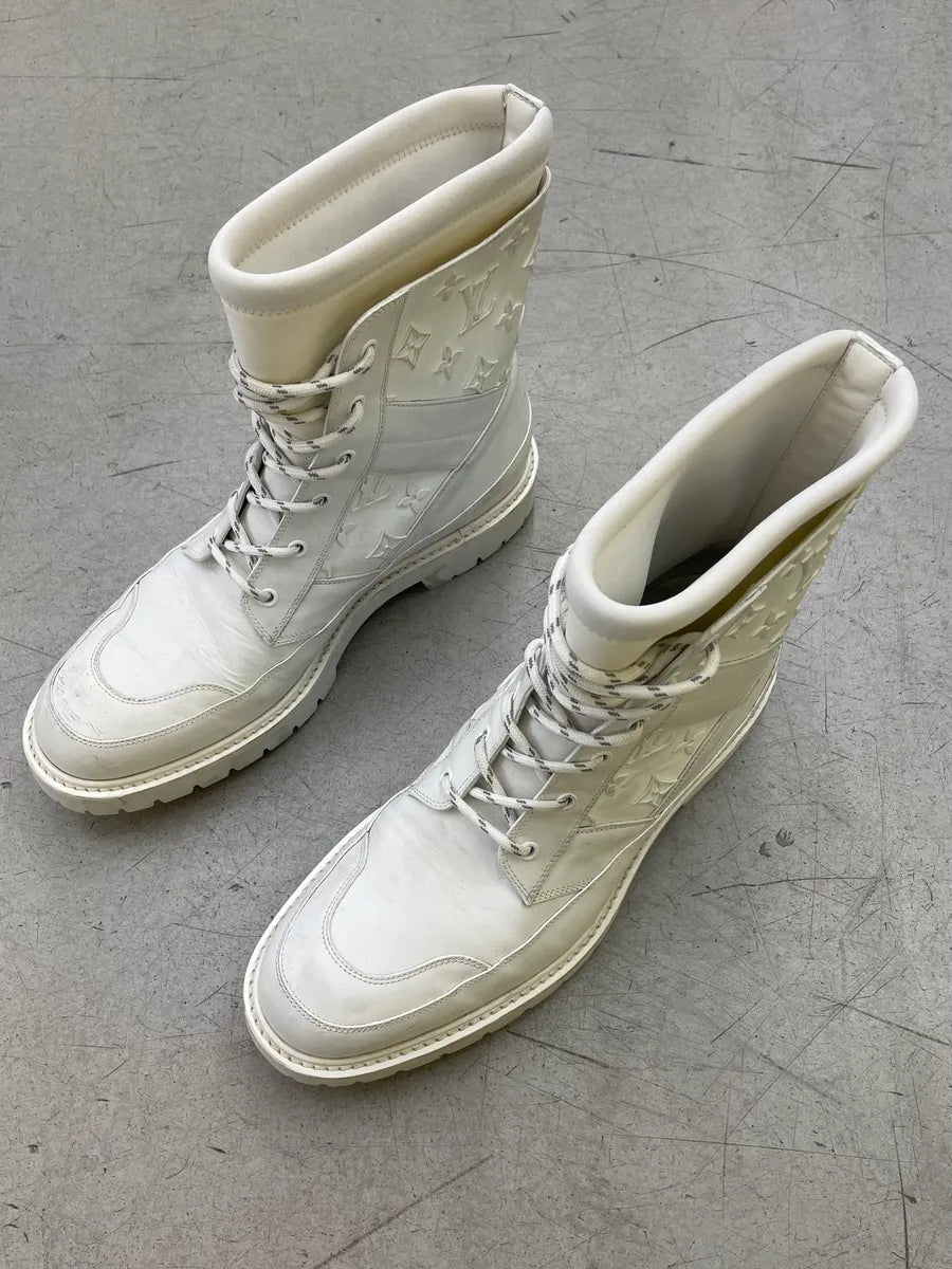 SS2020 Louis Vuitton White Leather Monogram Boots SqmwXjL 3