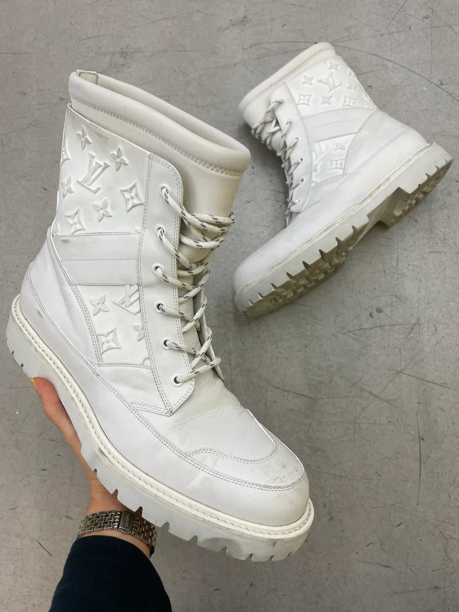 SS2020 Louis Vuitton White Leather Monogram Boots SqmwXjL 0