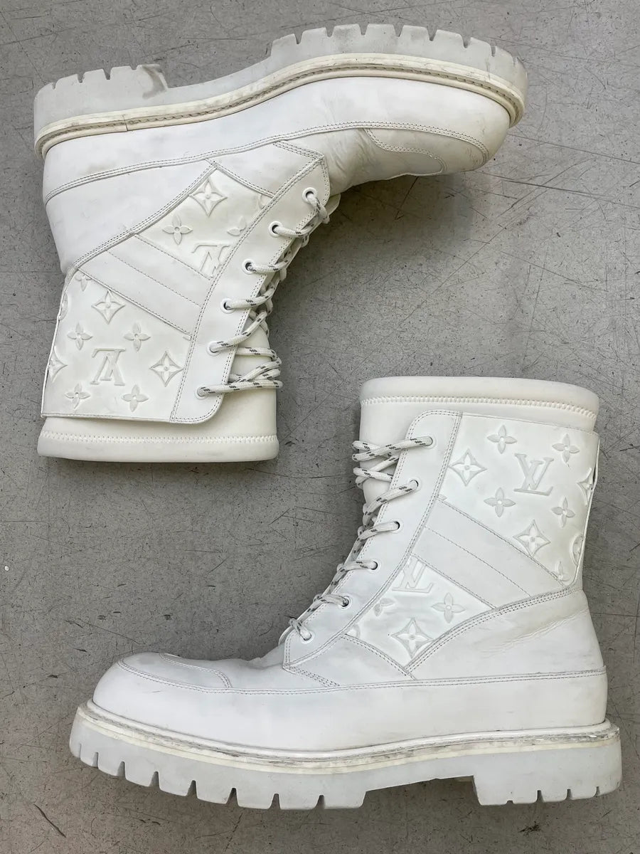 SS2020 Louis Vuitton White Leather Monogram Boots SqmwXjL 6