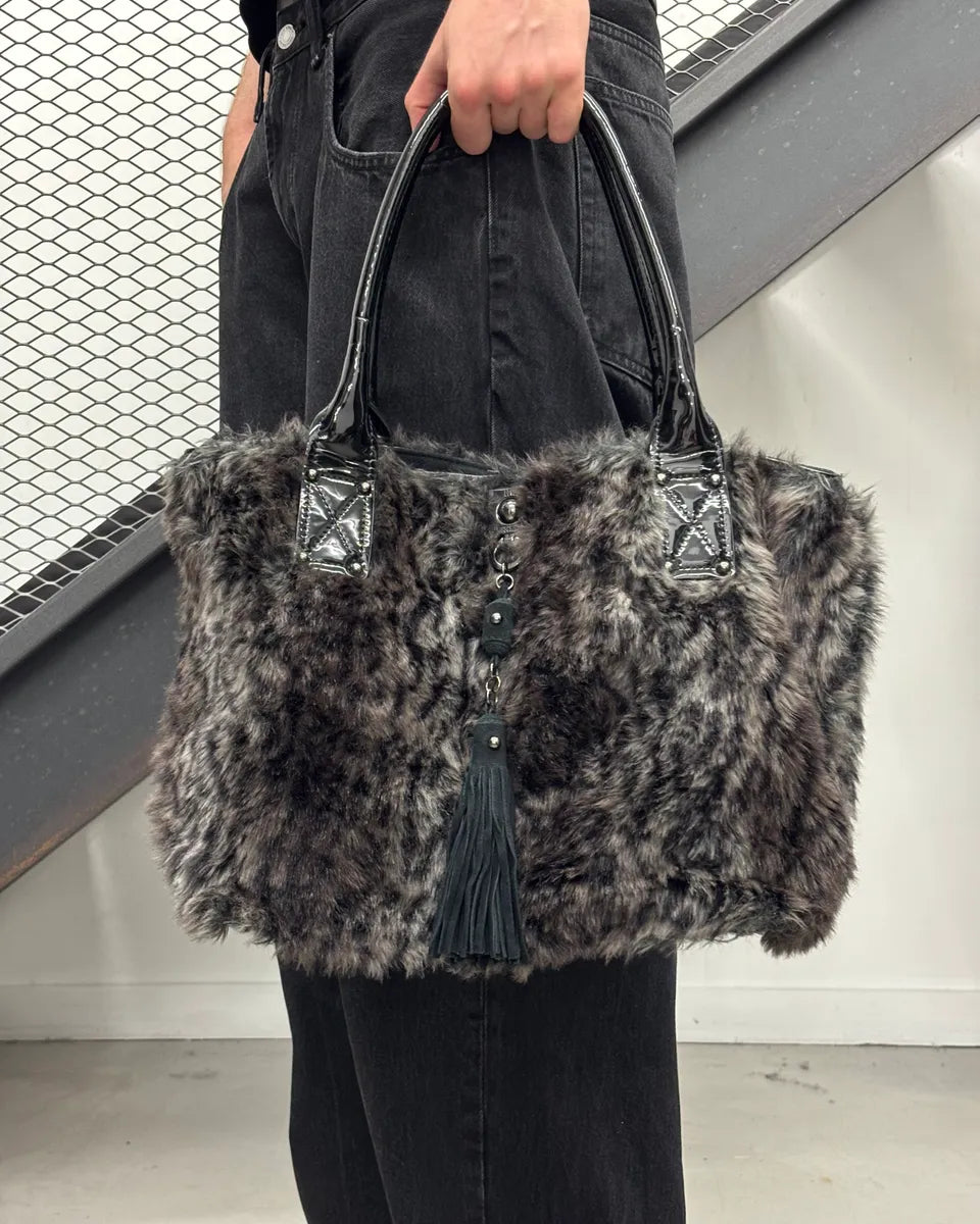 Love Moschino Dark Leopard Faux Fur Handle Bag mlFUMUK 0