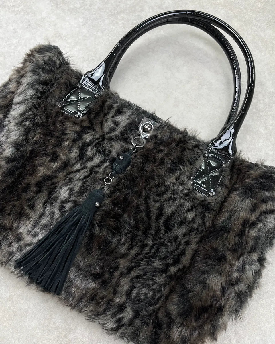Love Moschino Dark Leopard Faux Fur Handle Bag mlFUMUK 3