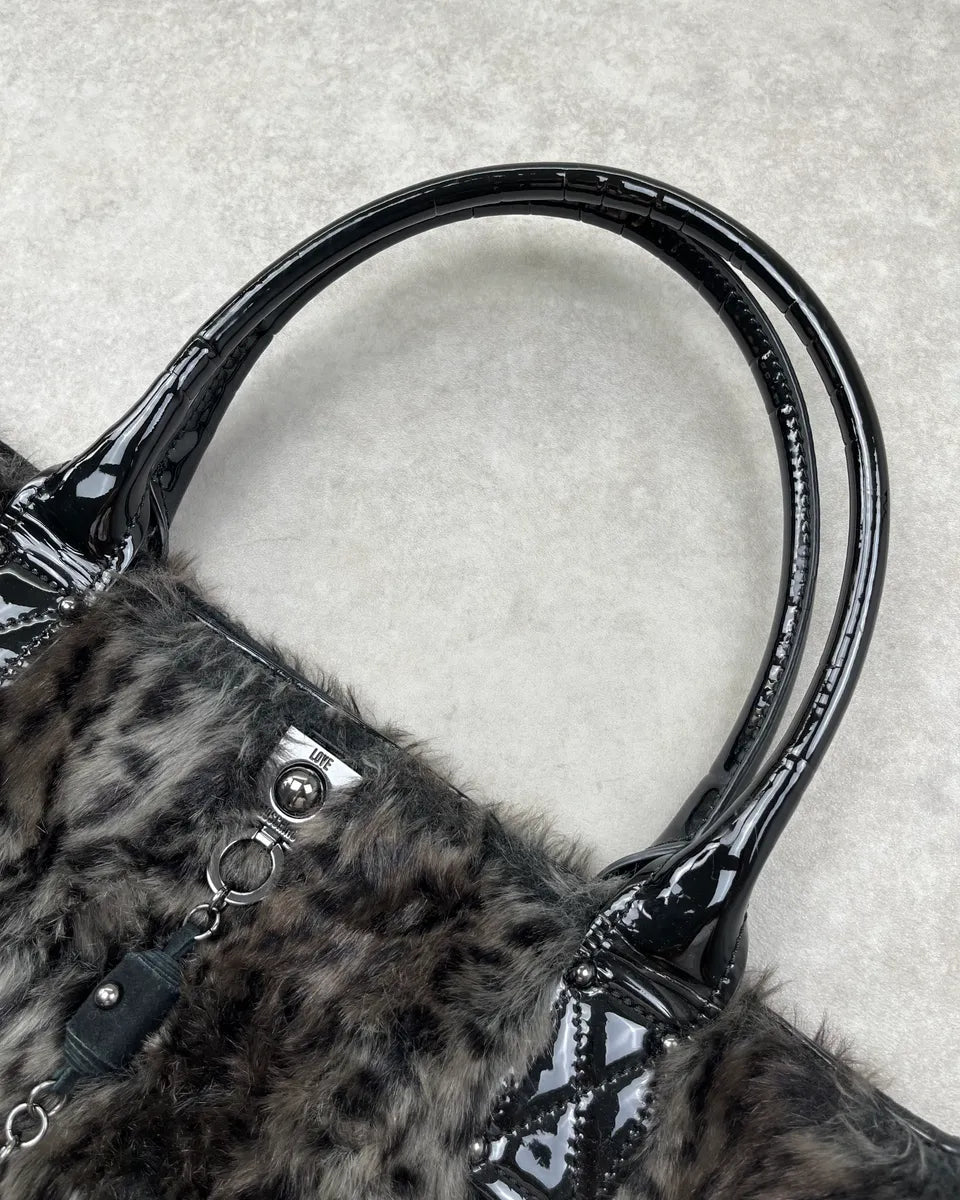 Love Moschino Dark Leopard Faux Fur Handle Bag mlFUMUK 4