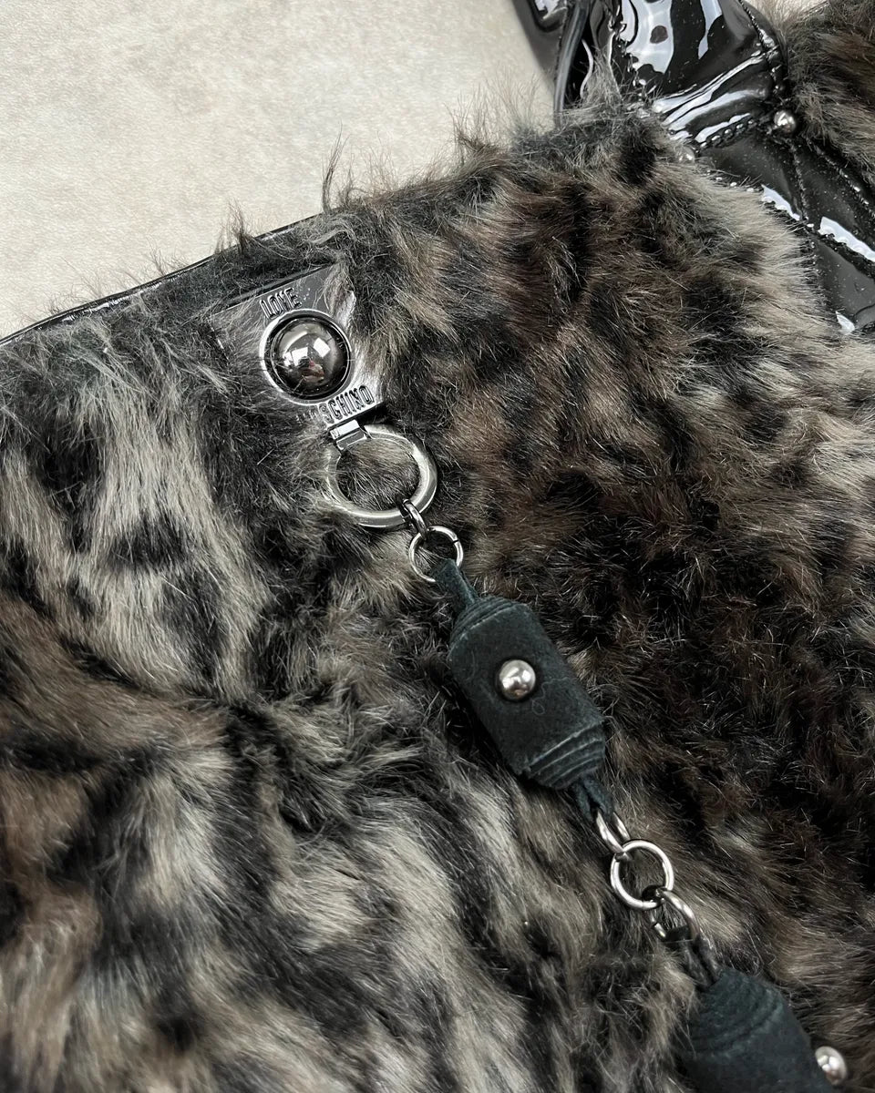 Love Moschino Dark Leopard Faux Fur Handle Bag mlFUMUK 5