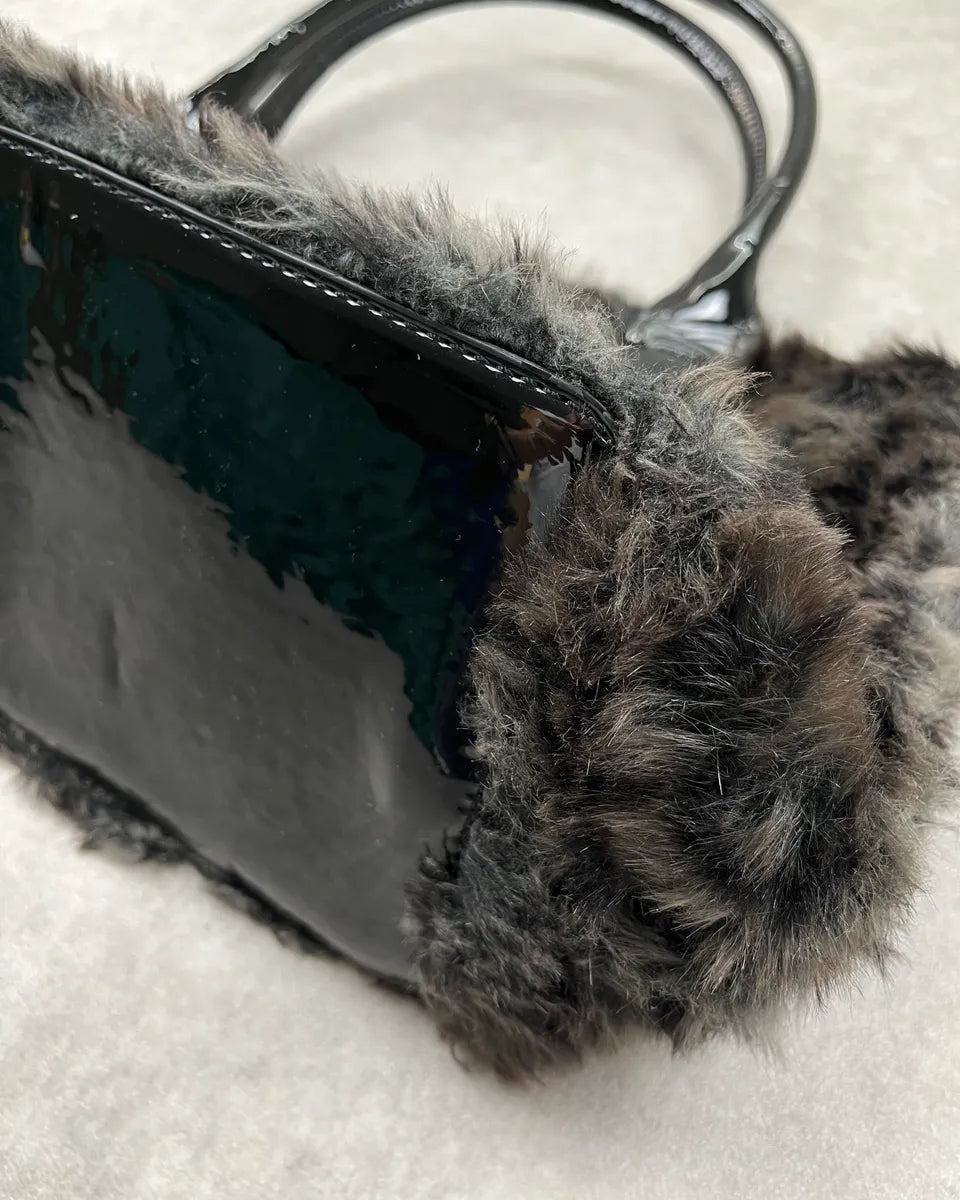 Love Moschino Dark Leopard Faux Fur Handle Bag mlFUMUK 6