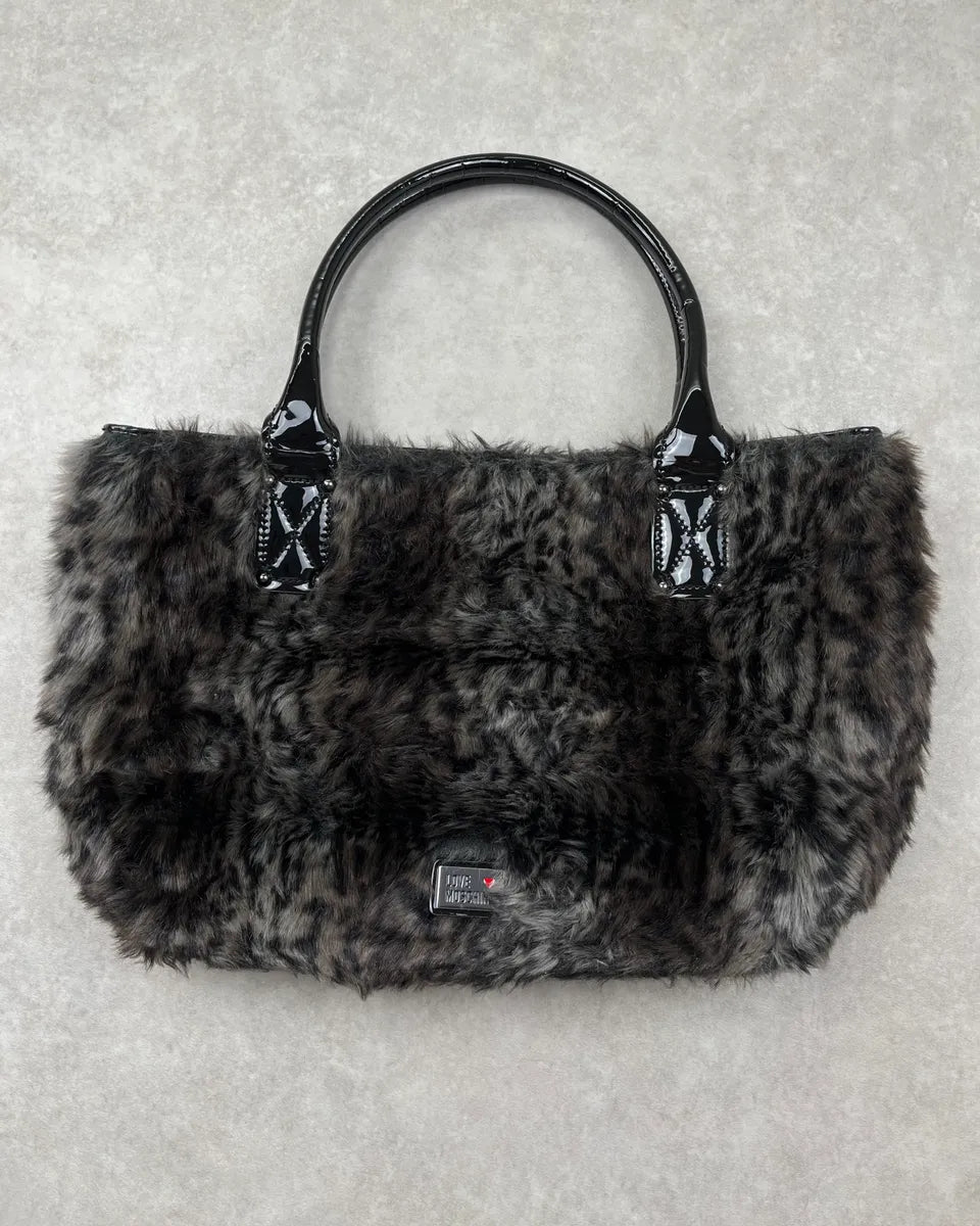 Love Moschino Dark Leopard Faux Fur Handle Bag mlFUMUK 7