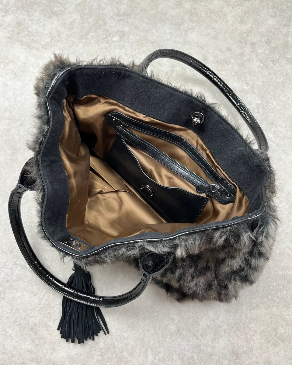 Love Moschino Dark Leopard Faux Fur Handle Bag mlFUMUK 9