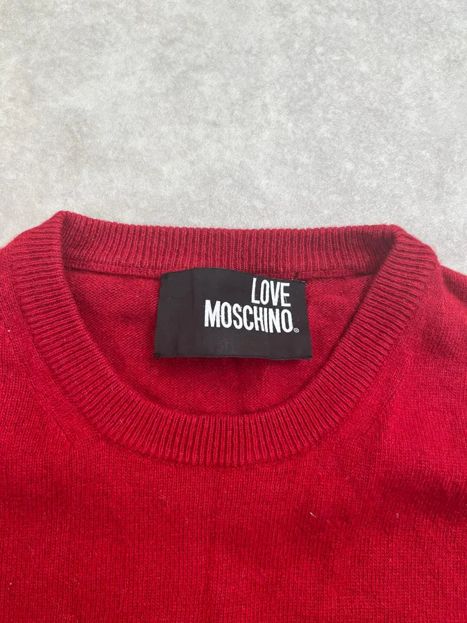 Love Moschino Red Wool Peace Symbol Sweater dWRQqCX 7