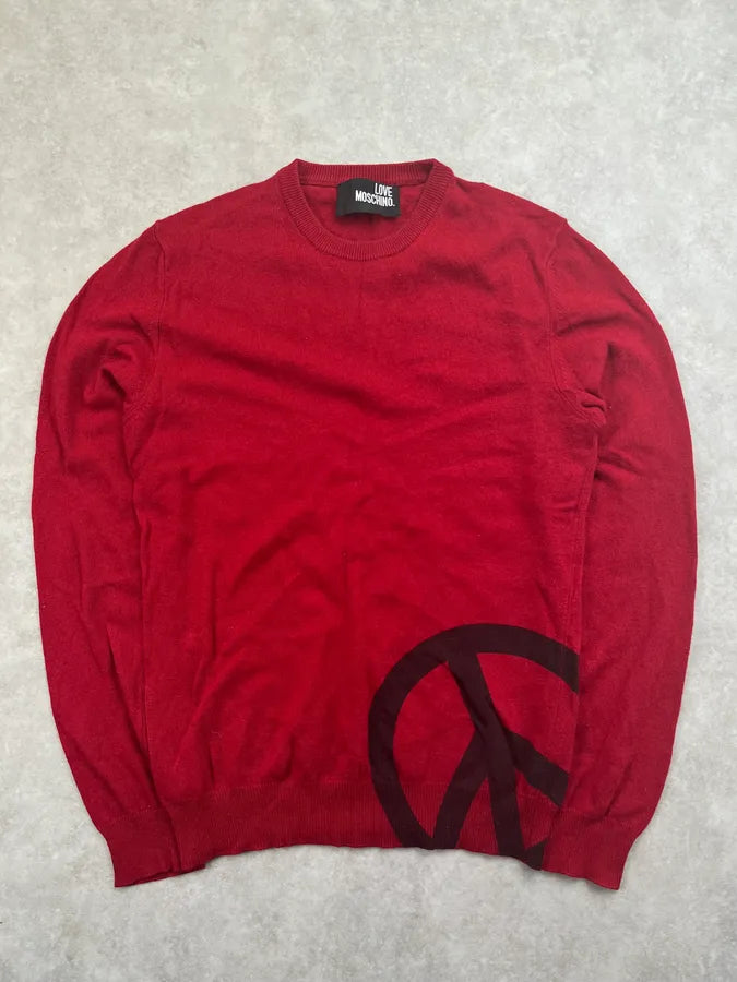 Love Moschino Red Wool Peace Symbol Sweater dWRQqCX 0
